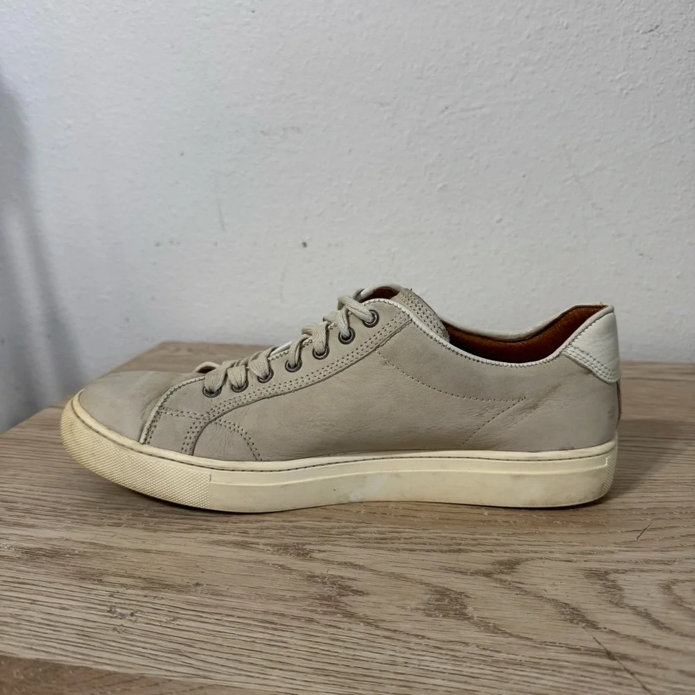 Frye Griege‎ Beige Leather Lace Up Sneakers Mens Size 11.5 Style 07004